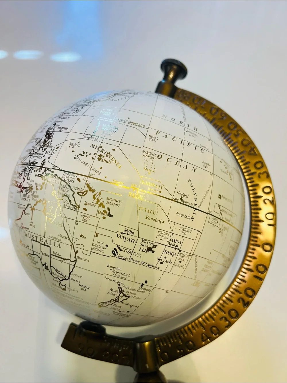 White and Gold Decorative Globe Accent for Wall Display